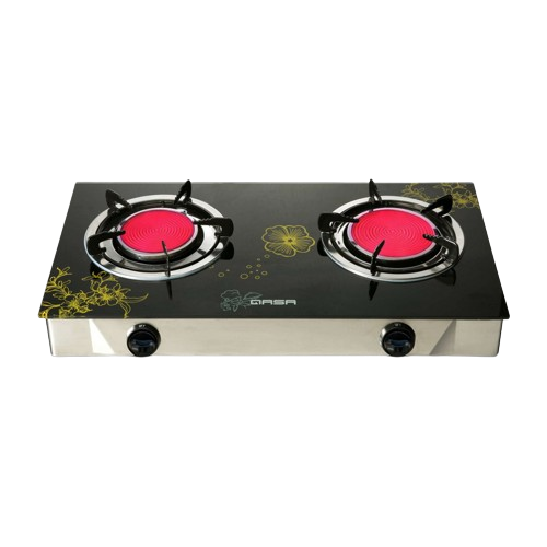 Qlink Qasa LBQ056F2 Glass-Top Gas Cooker QGC-2BG Infrared